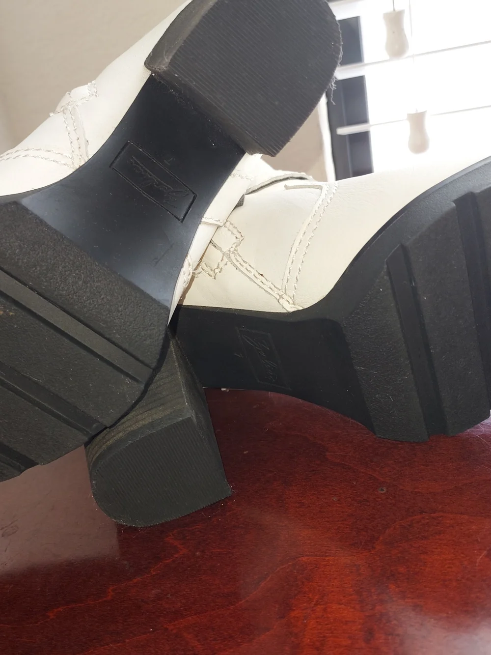 Classic White Leather Ankle Booties with Ring Harness Detail